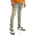 Pantalones desgastados de hip hop de mezclilla de mezclilla